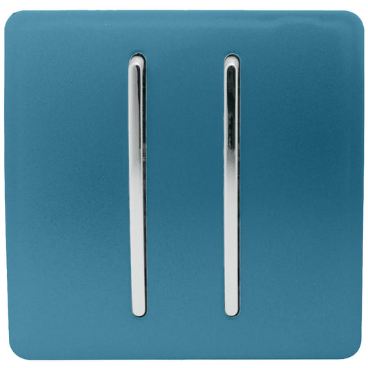 Trendi 2 Gang Artistic Modern Glossy Tactile Home Automation Switch Ocean Blue