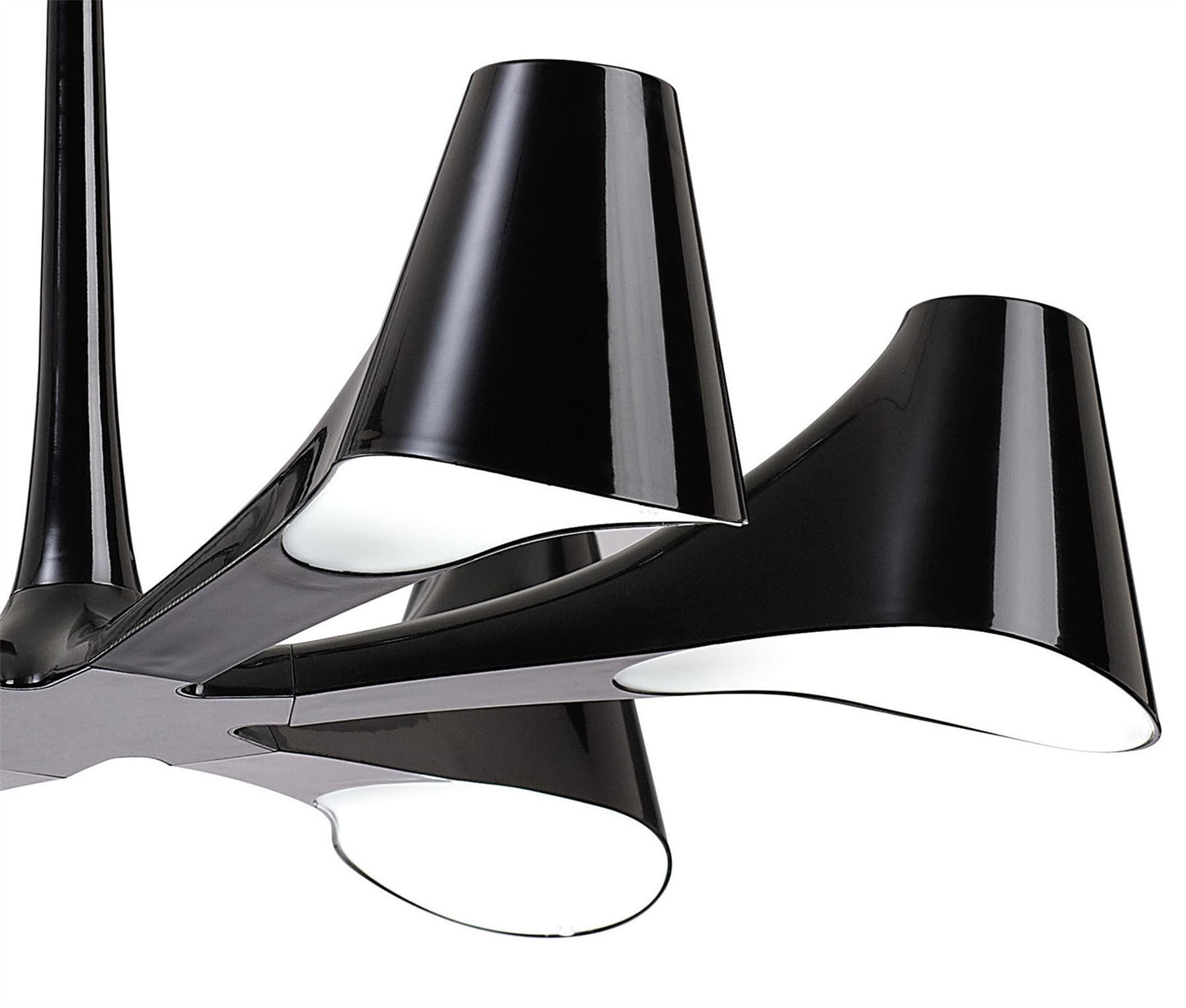 Mantra Ora 77cm Telescopic Convertible To Semi Flush 6 Light E27, Gloss Black/White Acrylic/Polished Chrome, CFL Lamps INCLUDED