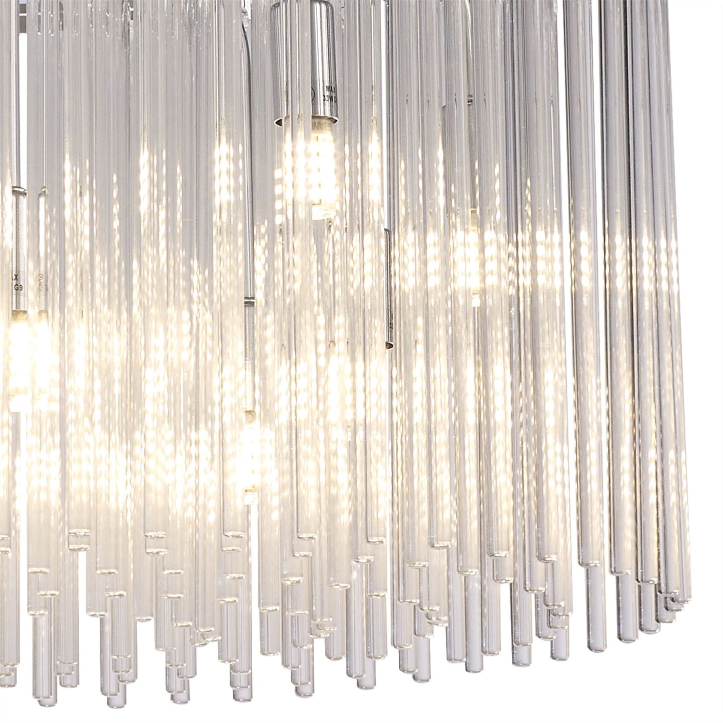 Diyas Zanthe 45cm Round 10 Light G9 Polished Chrome/Clear Glass Ceiling Pendant Light Fitting