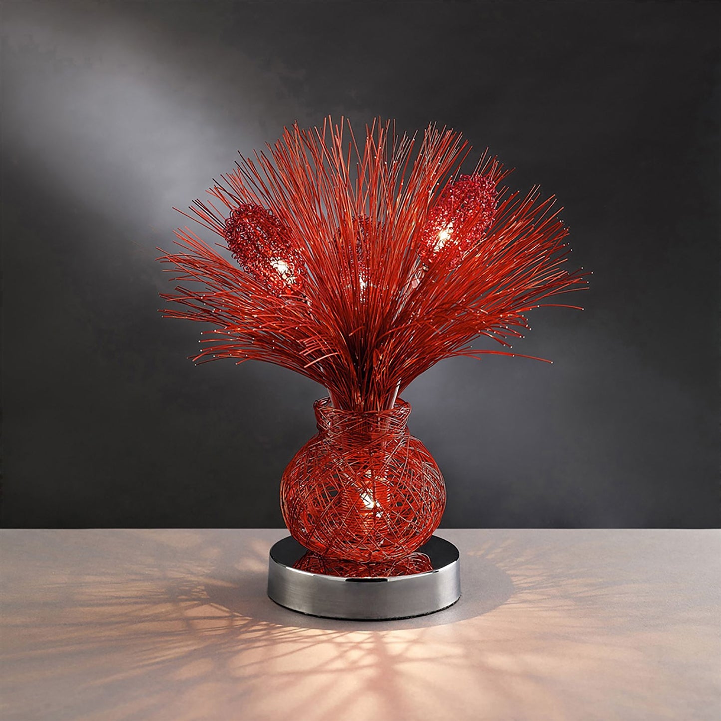 Diyas Home Lenore Aluminium (DH) Lenore Table Lamp 4 Light G4 Red/Polished Polished Chrome, NOT LED/CFL Compatible