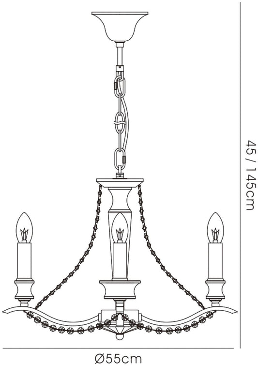 Diyas Nydia 55cm 4 Light E14 French Gold/Crystal Ceiling Pendant Light Fitting