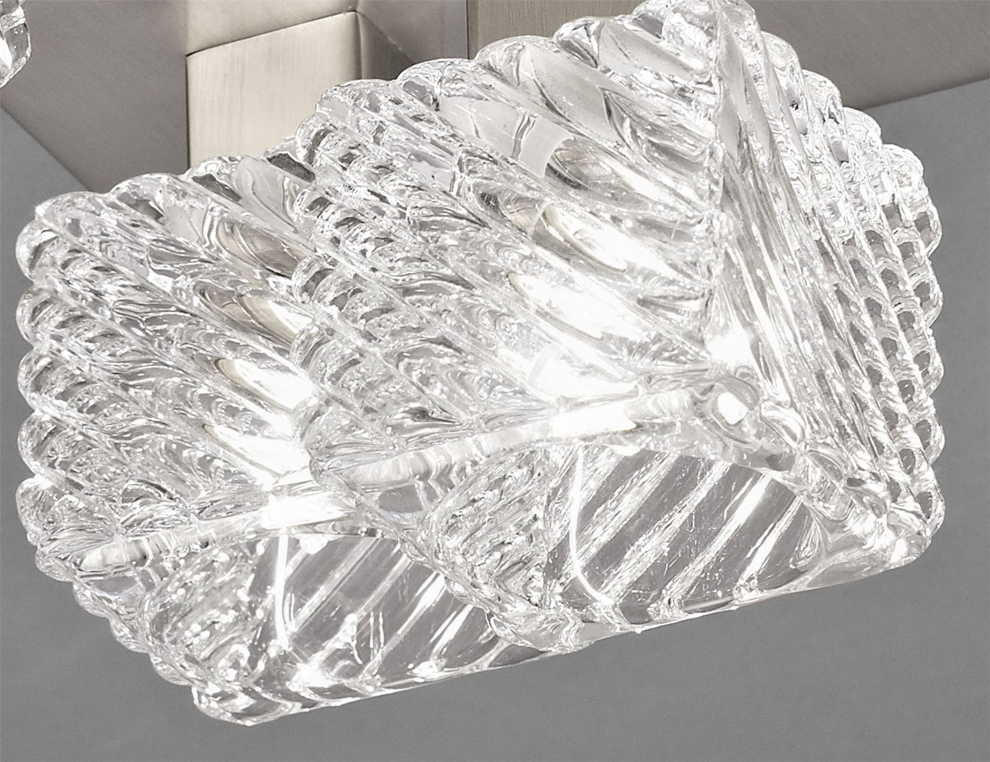 Deco Accor Ceiling Flush 5 Light G9, 230mm Square, Satin Nickel/Clear Glass