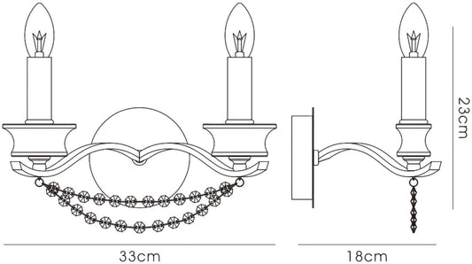 Diyas Nydia Wall Light 2 Light E14 Polished Chrome/Crystal