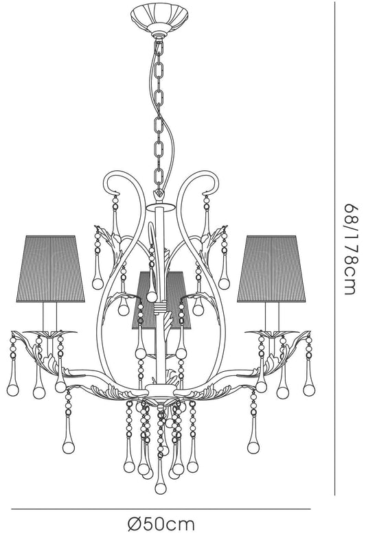 Diyas Flur 50cm Round 3 Light E14 Black Ceiling Pendant Light Fitting