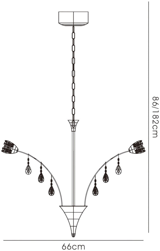 Diyas Bouquet 66cm 18 Light G4 Polished Chrome/Crystal, NOT LED/CFL Compatible Ceiling Pendant Light Fitting