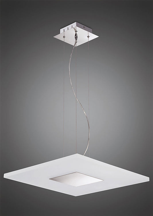 Mantra Fusion Notte Pendant 28W LED Square 3000K, 1700lm, Polished Chrome/Frosted Acrylic, 3yrs Warranty