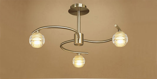 Mantra Sphere 51.7cm Semi Flush 3 Light G9, Antique Brass