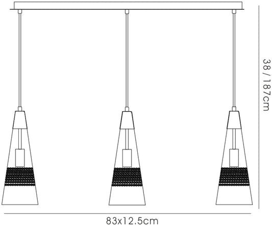 Diyas Emilia 3 Light E14 Linear Polished Chrome/Crystal Ceiling Pendant Light Fitting