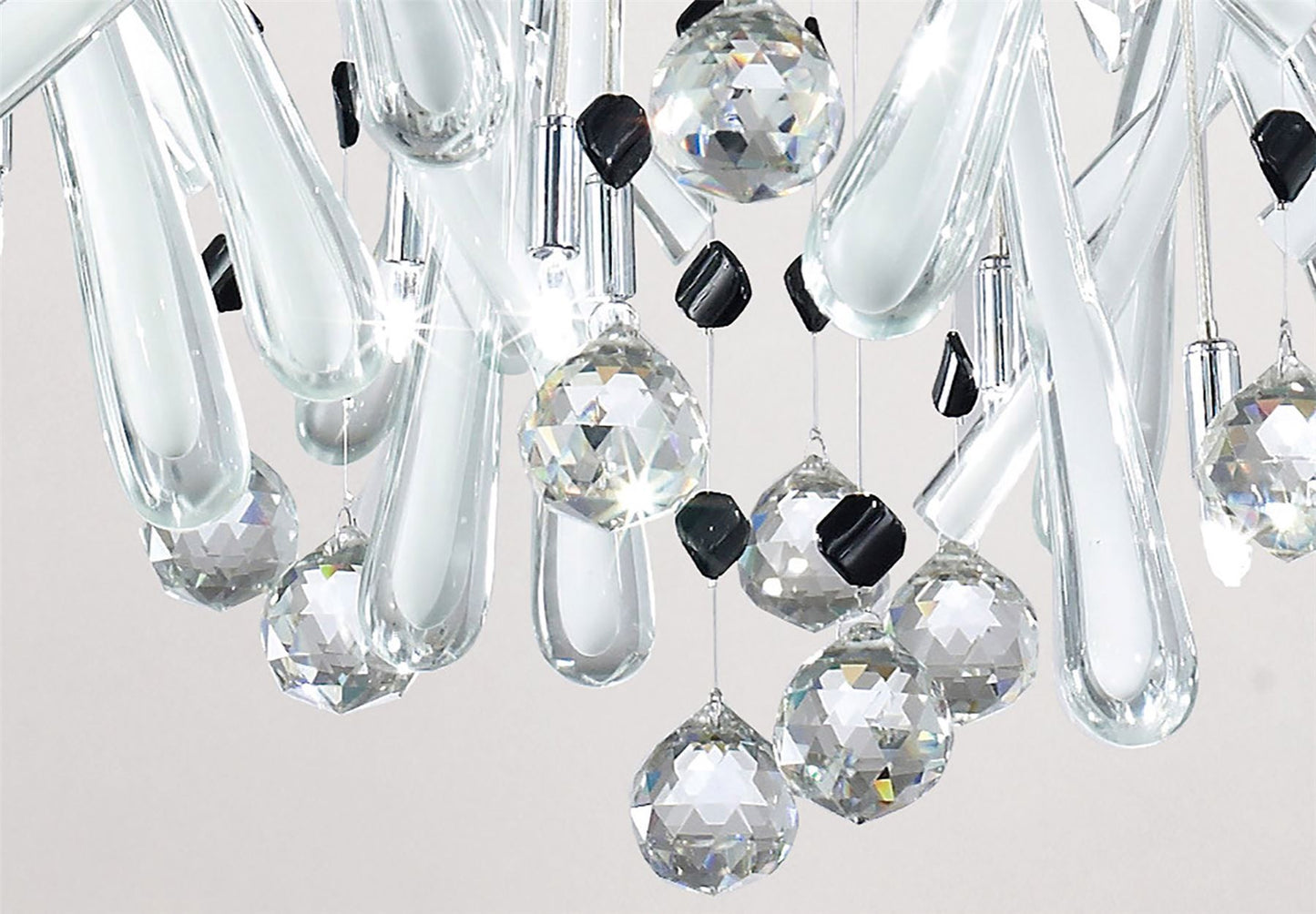 Diyas Class Square 20 Light G4 Polished Chrome/White Glass/Crystal, NOT LED/CFL Compatible Ceiling Pendant Light Fitting