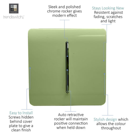 Trendi Artistic Modern Glossy Home Automation Switch Moss Green