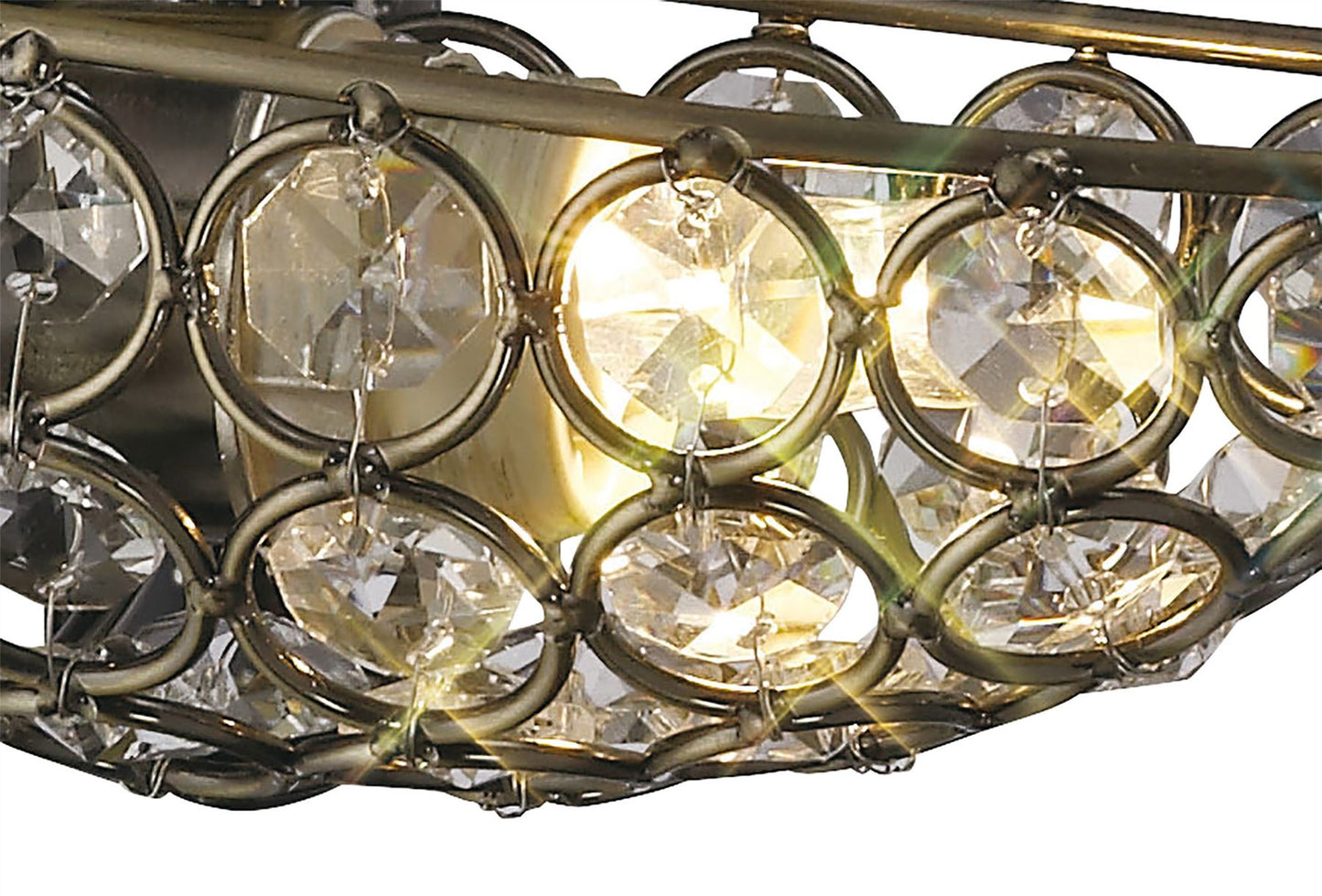 Diyas Ashton Wall Light 2 Light G9 Antique Brass/Crystal