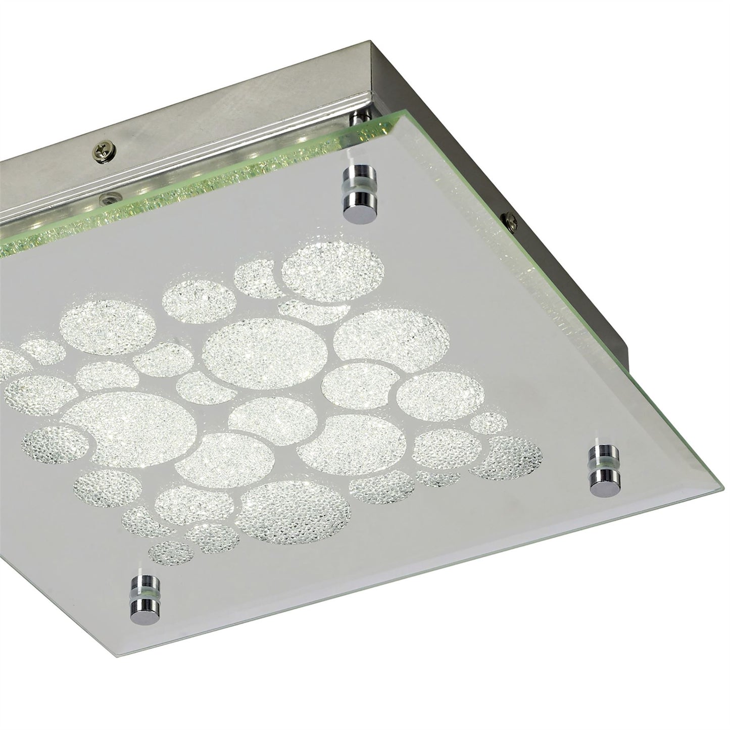 Mantra Fusion M5551 Coral Flush 25cm Square 15.5W LED 4000K Chrome/ Crystal Sand, 620lm,, 3yrs Warranty - M5551 Ceiling