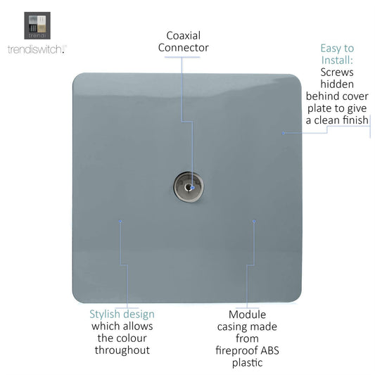 Trendi Artistic Modern Glossy Tactile TV Socket Cool Grey