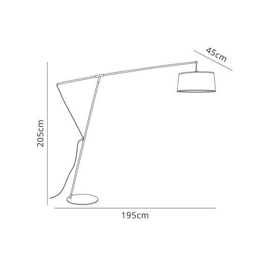 Mantra M4968 Nordica Floor Lamp E27 with Black Shade, Black/Polished Chrome - M4968/WS