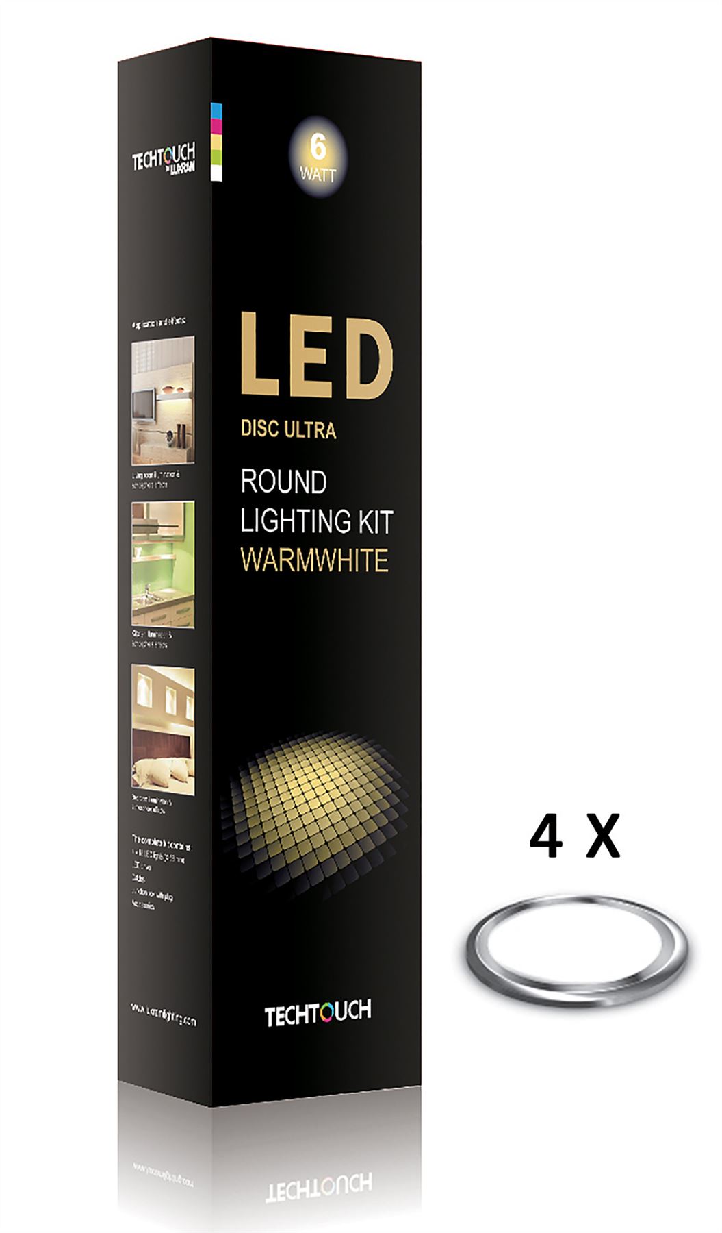 Techtouch Disc Ultra Warm White Kit 4x18 LED (6W) C/W 2.5m Cable Indoor
