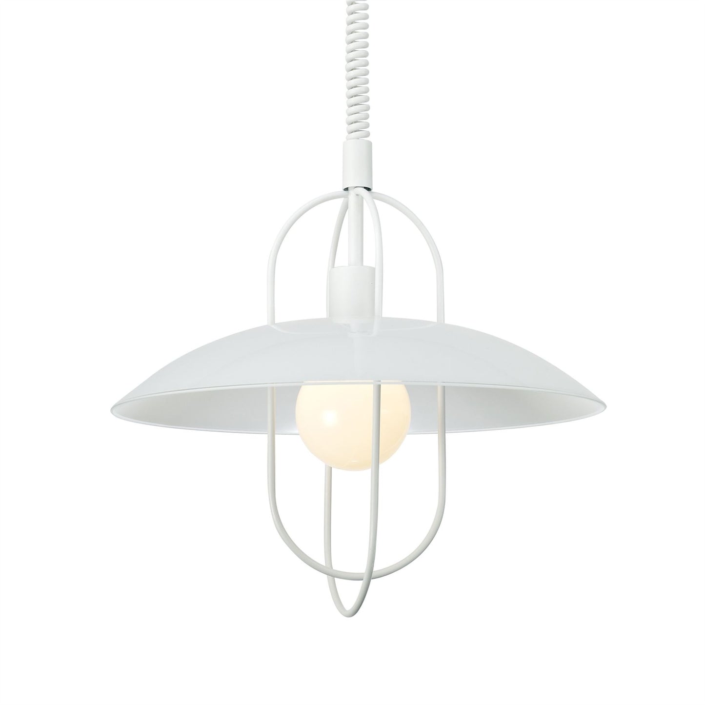 Deco Riva Rise & Fall Pendant 1 Light E27, Matt White/Opal White Glass Shade