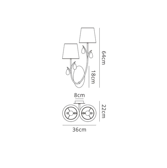 Mantra M6316 Andrea Wall Light, 2 x E14 (Max 20W), Polished Chrome, White Shades, Black Crystal Droplets