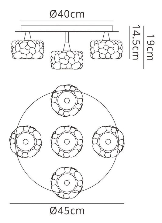 Mantra M3924 O2 Ceiling 5 Light G9, Polished Chrome
