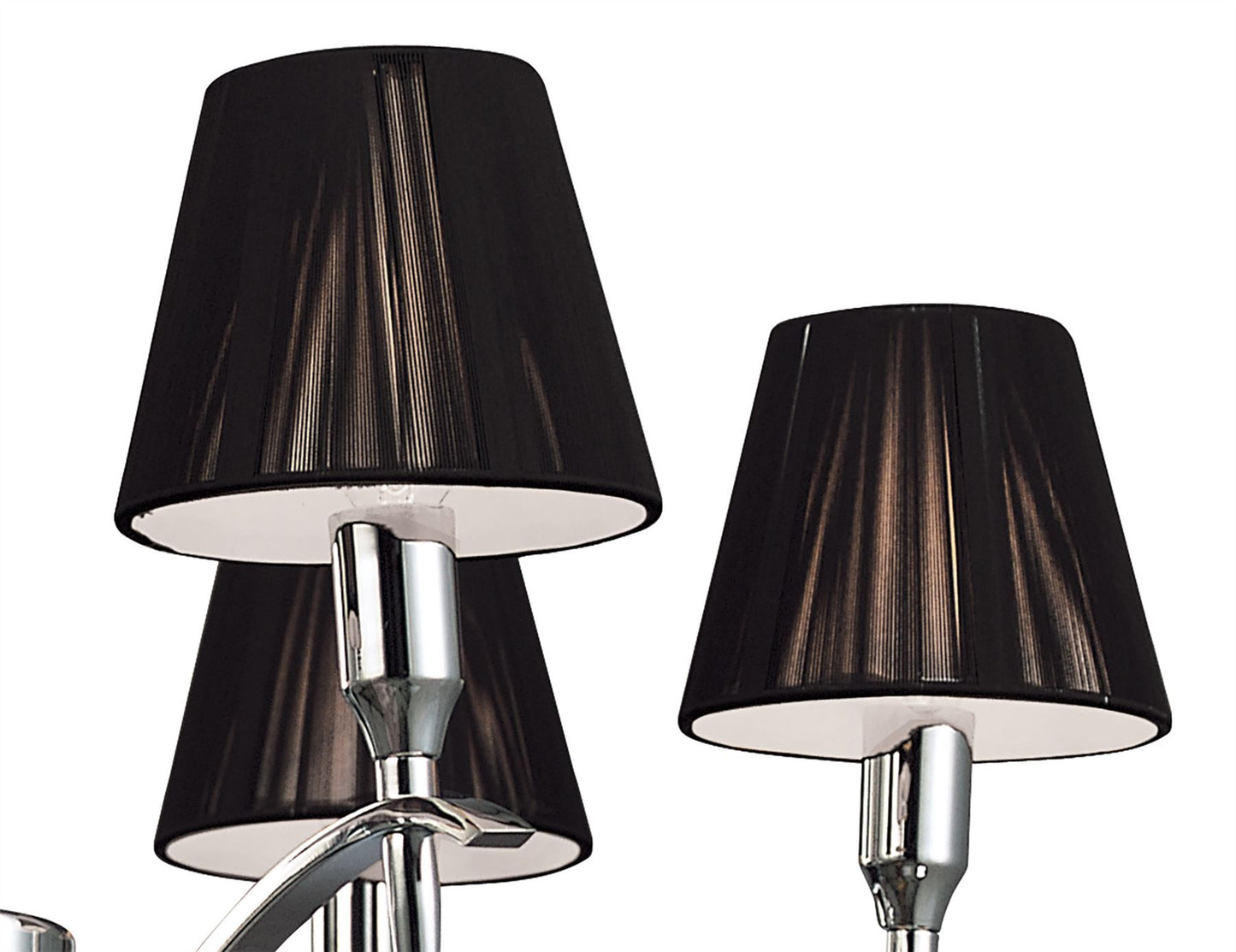 Mantra M0342 Siena Pendant Round 6 Light E14, Polished Chrome with Black Shades and Black Crystal