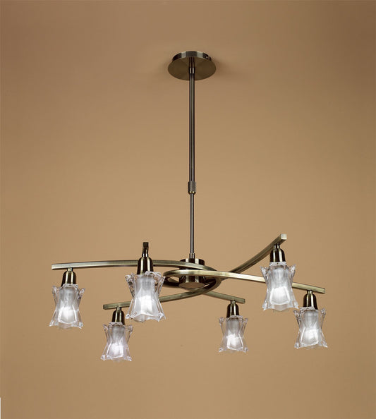 Mantra Alaska GU10 64cm Pendant Convertible To Semi Flush 6 Light L1/SGU10, Antique Brass, CFL Lamps INCLUDED