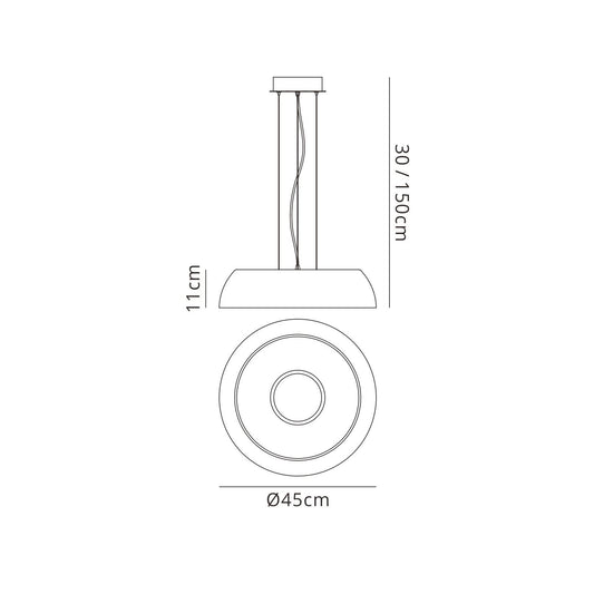 Mantra M4840 Argenta Pendant Small 18W LED 3000K, 1800lm, Matt White/Silver/White Acrylic, 3yrs Warranty