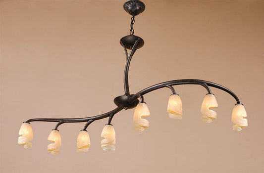 Mantra Forest Semi Ceililng 8 Light G9 Bar, Brown, Black Oxide