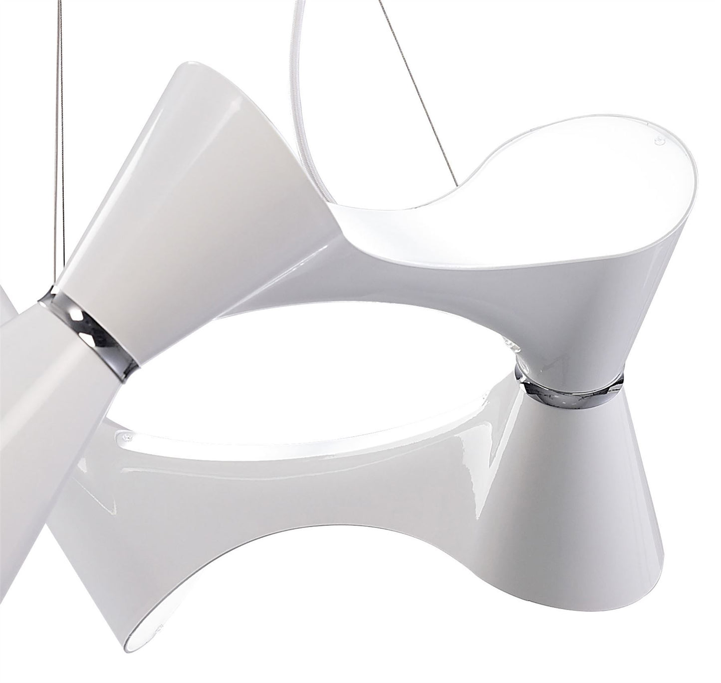 Mantra M1542 Ora Pendant 8 Twisted Round Light E27, Gloss White/White Acrylic/Polished Chrome