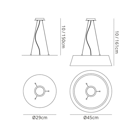 Mantra Sabina 29cm Pendant Kit 43CM, Polished Chrome/White Acrylic