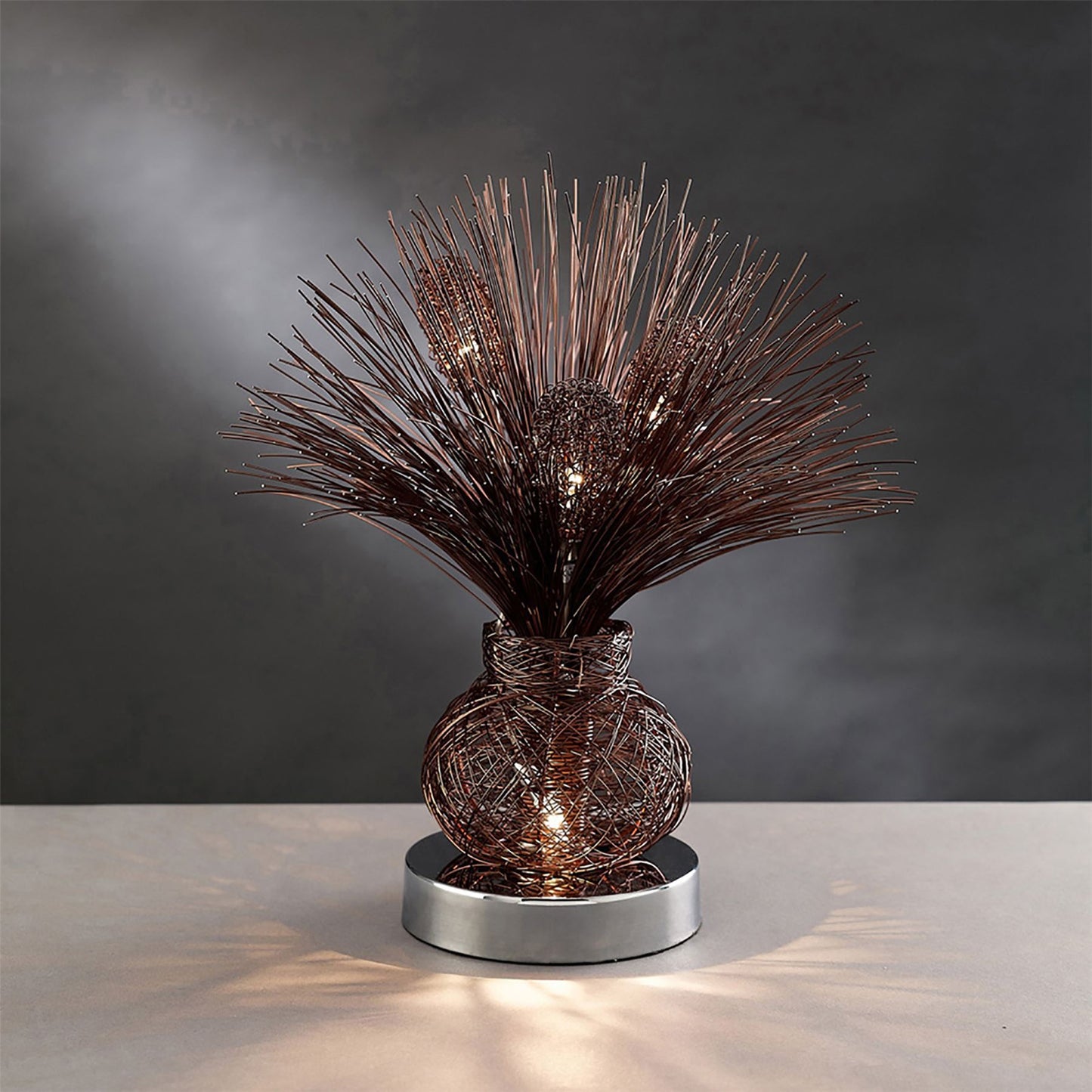 Diyas Home Lenore Aluminium (DH) Lenore Table Lamp 4 Light G4 Brown/Polished Polished Chrome, NOT LED/CFL Compatible