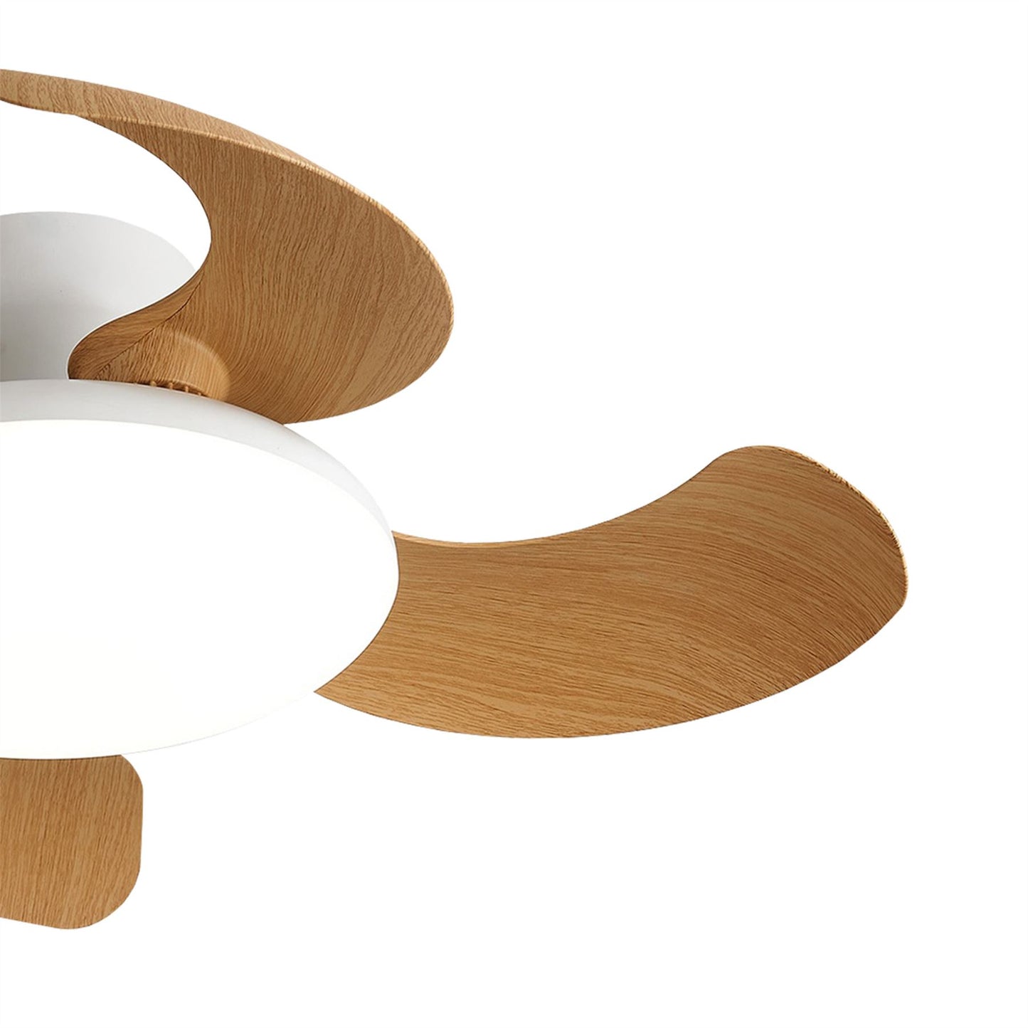 Aloha II 49cm 40W LED Dimmable Ceiling Light With Built-In 25W DC Fan, 3000-5000K Remote Control, 6400lm, Wood/White, 5yrs Warranty