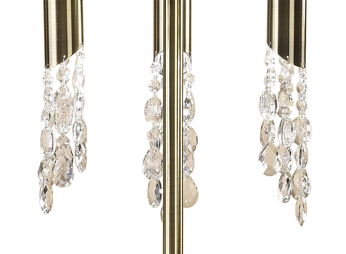 Mantra M3889 Tiffany Floor Lamp 3+3 Light E27+G9, Antique Brass with Soft Bronze Shade & Clear Crystal