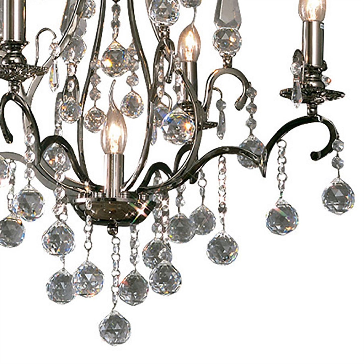 Diyas Pescara 65cm Round 5 Light E14 Black Chrome/Crystal Ceiling Pendant Light Fitting