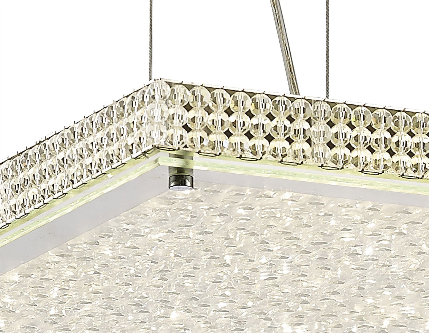 Diyas Amelia Square 44W 3900lm LED 4000K Stainless Steel/Crystal, 3yrs Warranty Ceiling Pendant Light Fitting