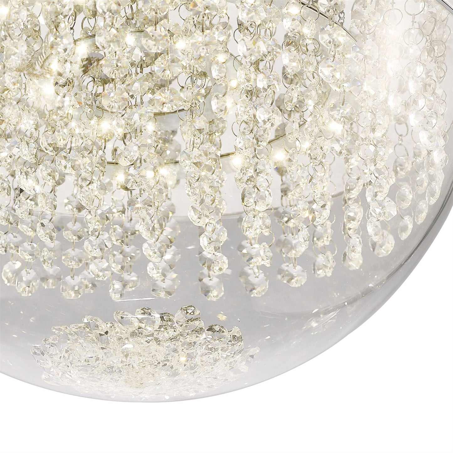Diyas Harper 40cm Large Flush 21W 1600lm LED 4000K Polished Chrome/Crystal, 3yrs Warranty Crystal Ceiling Light Fitting