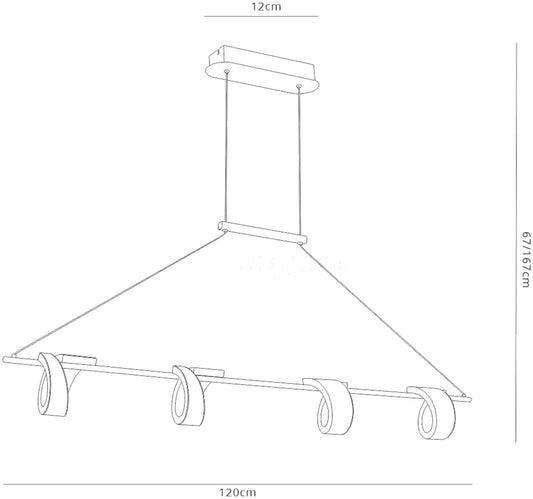 Mantra Tsunami 4 Light Linear Pendant, 48W LED, 3000K, 3600lm, Sand White, 3yrs Warranty