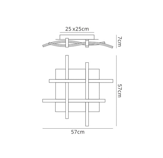 Mantra M5828 Nur Brown Oxide Square Ceiling 34W LED 2800K, 2600lm, Dimmable Frosted Acrylic/Brown Oxide, 3yrs Warranty - M5828 Ceiling