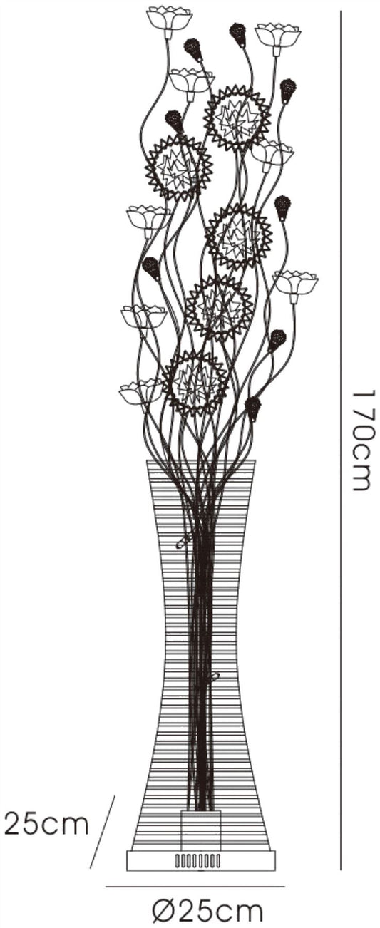 Diyas Home Majella Aluminium (DH) Majella Floor Lamp 7 Light G4 Polished Chrome/Black/Crystal, NOT LED/CFL Compatible