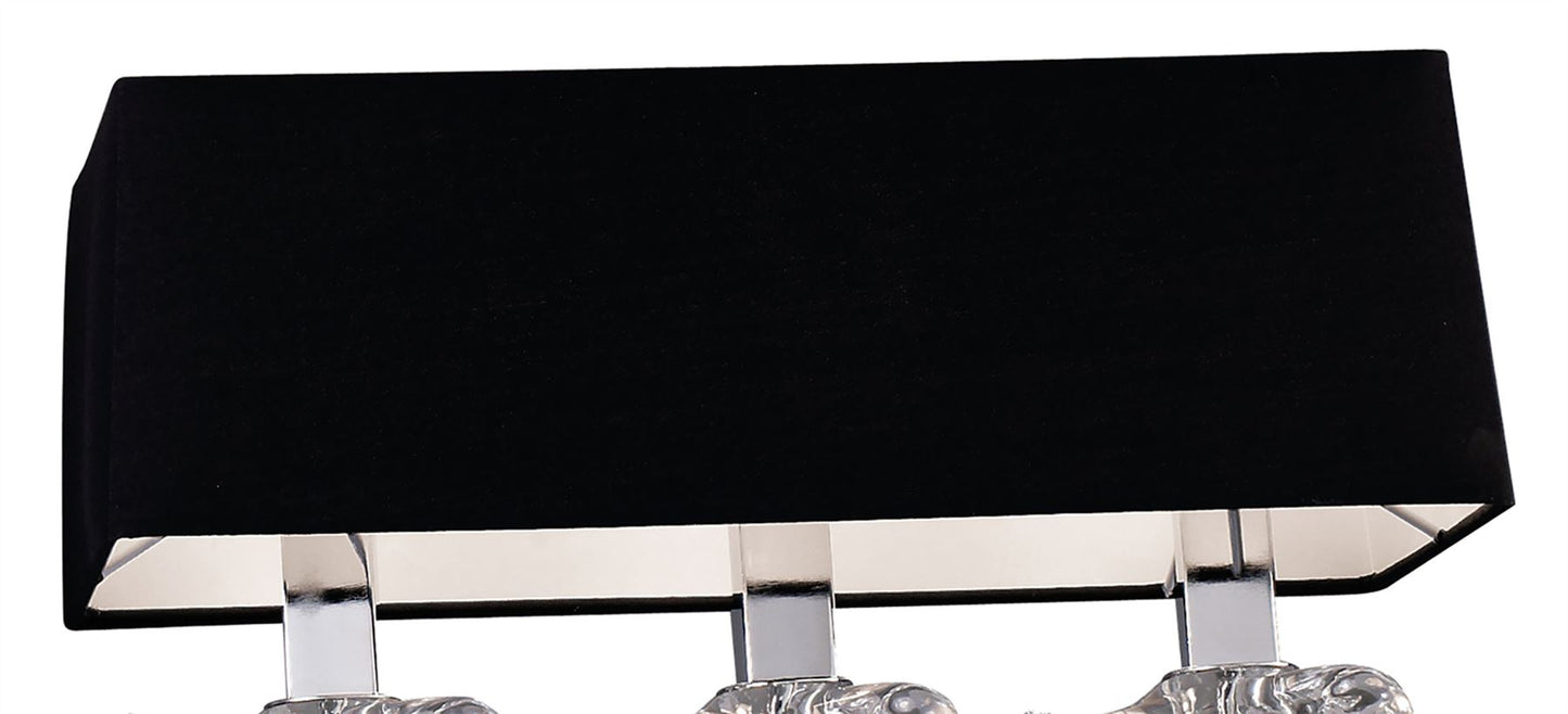 Mantra Akira Linear Pendant 2 Arm 6 Light E14, Polished Chrome with Black Shades