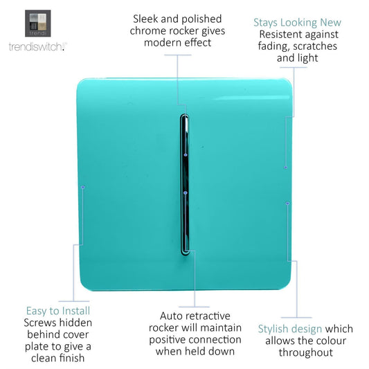 Trendi Artistic Modern Glossy Home Automation Switch Bright Teal