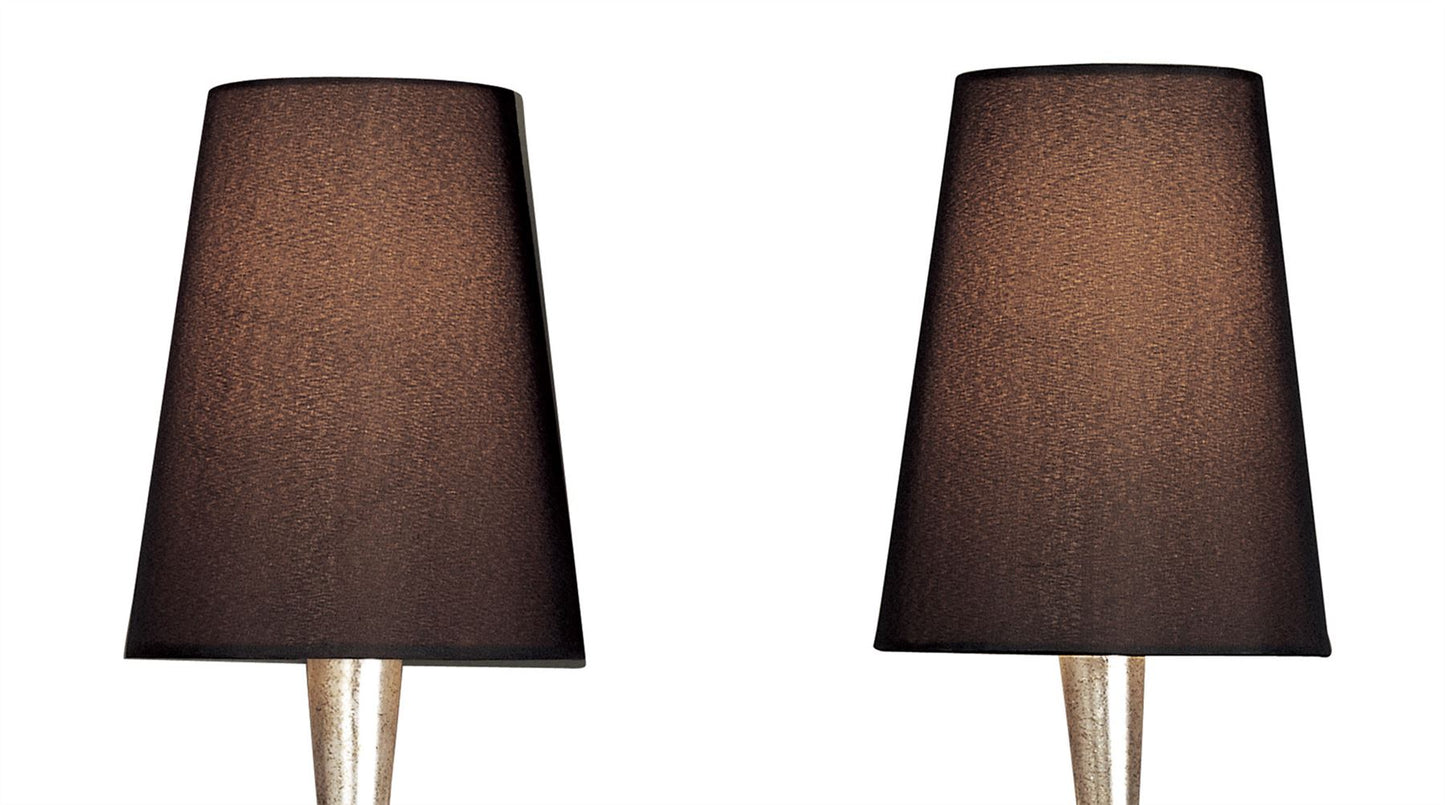 Mantra M0537/S Paola Wall Light Switched 2 Light E14, Silver Painted with Black Shades & Black Glass Droplets - M0537/S