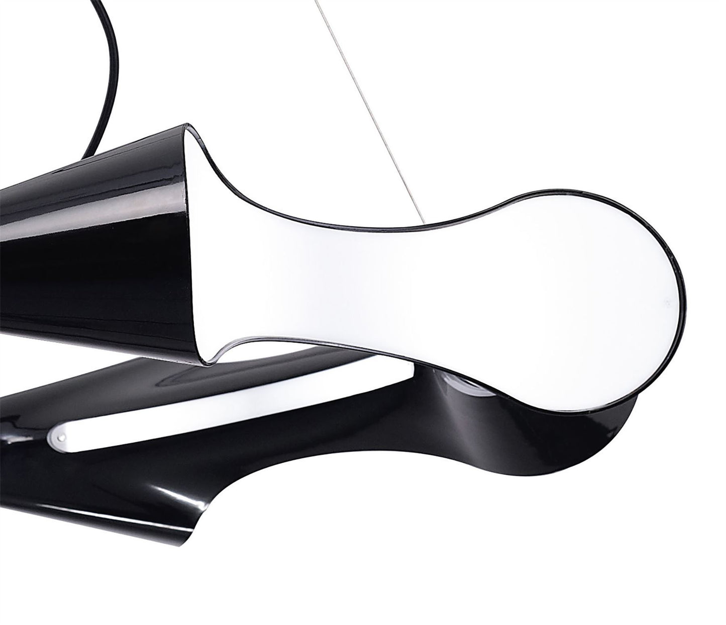Mantra M1551 Ora Pendant 8 Flat Round Light E27, Gloss Black/White Acrylic/Polished Chrome