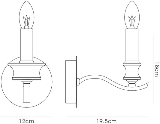 Diyas Nydia Wall Light 1 Light E14 French Gold/Crystal