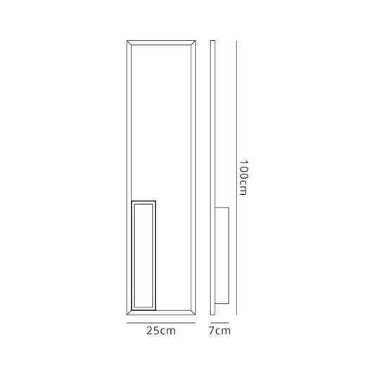 Mantra Boutique Rectangle Wall Light, Dimmable, 50W LED, 3000K, 2740lm, Black, 3yrs Warranty