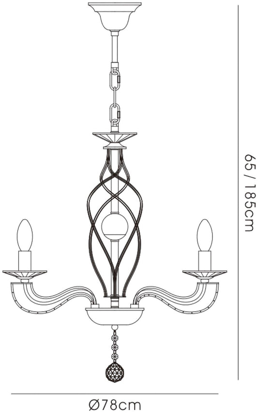 Diyas Santo 78cm 8 Light E14 Polished Chrome/Crystal Ceiling Pendant Light Fitting