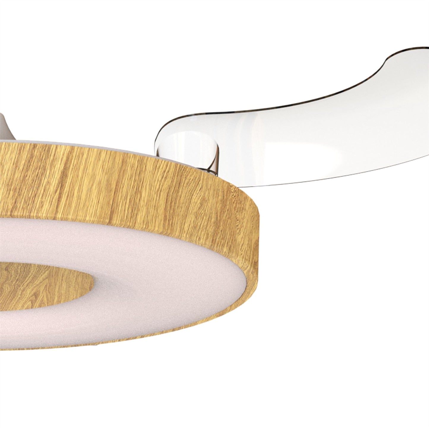 Coin Fan M 49cm 40W LED Dimmable Ceiling With Built-In 30W DC Fan, 3000-5000K Remote, APP, Alexa & Google Voice Control, 6400lm, Wood/White