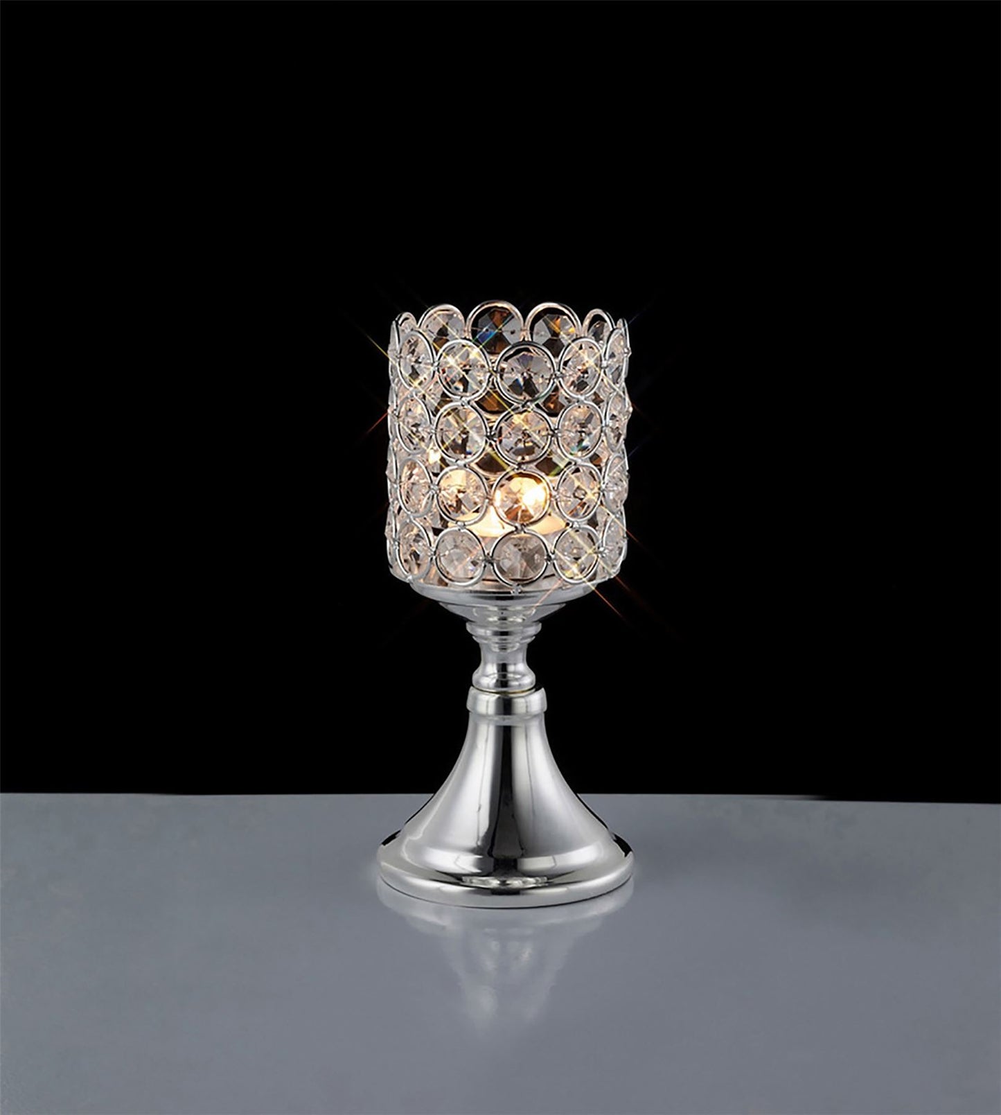 Diyas Home (DH) Malo Small Chalice Crystal Candle Holder Crystal
