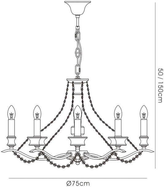 Diyas Nydia 75cm 8 Light E14 Polished Chrome/Crystal Ceiling Pendant Light Fitting