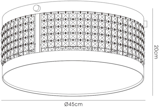 Diyas Celsa 45cm Flush 4 Light E14 Polished Chrome/Dark Brown Faux Leather/Crystal Ceiling Light Fitting