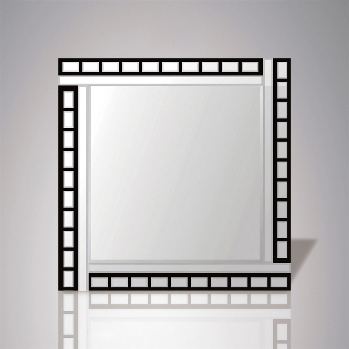 Diyas Home Nyah 60cm x 60cm Black Edged Rectangular Cut Detailed Mirror (Can Only Be Shipped On A Pallet, Additional Charges May Apply.) Mirrors
