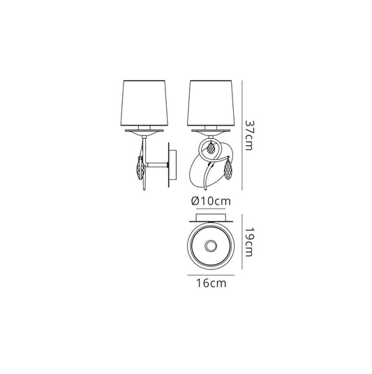 Mantra M5277 Louise Wall Light 1 Light E27 with White Shade Polished Chrome/Clear Crystal